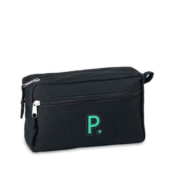 black-cosmetics-bag-branded-in-green-in-front-center