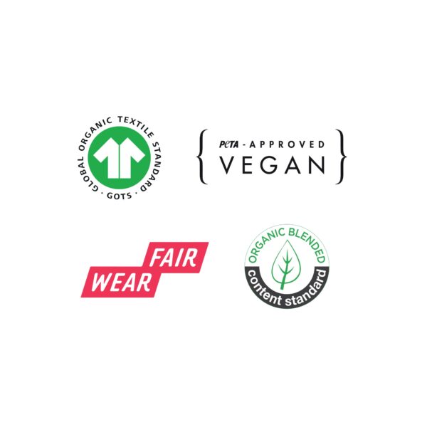 GOTS-Certified-Organic-Blended-Content-Standard-Peta-Approved-Vegan-Fair-Wear-Member