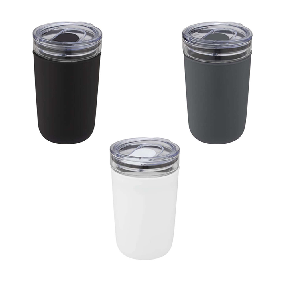 Bello Glass Tumbler with Recycled Plastic Wall 420ml colour options