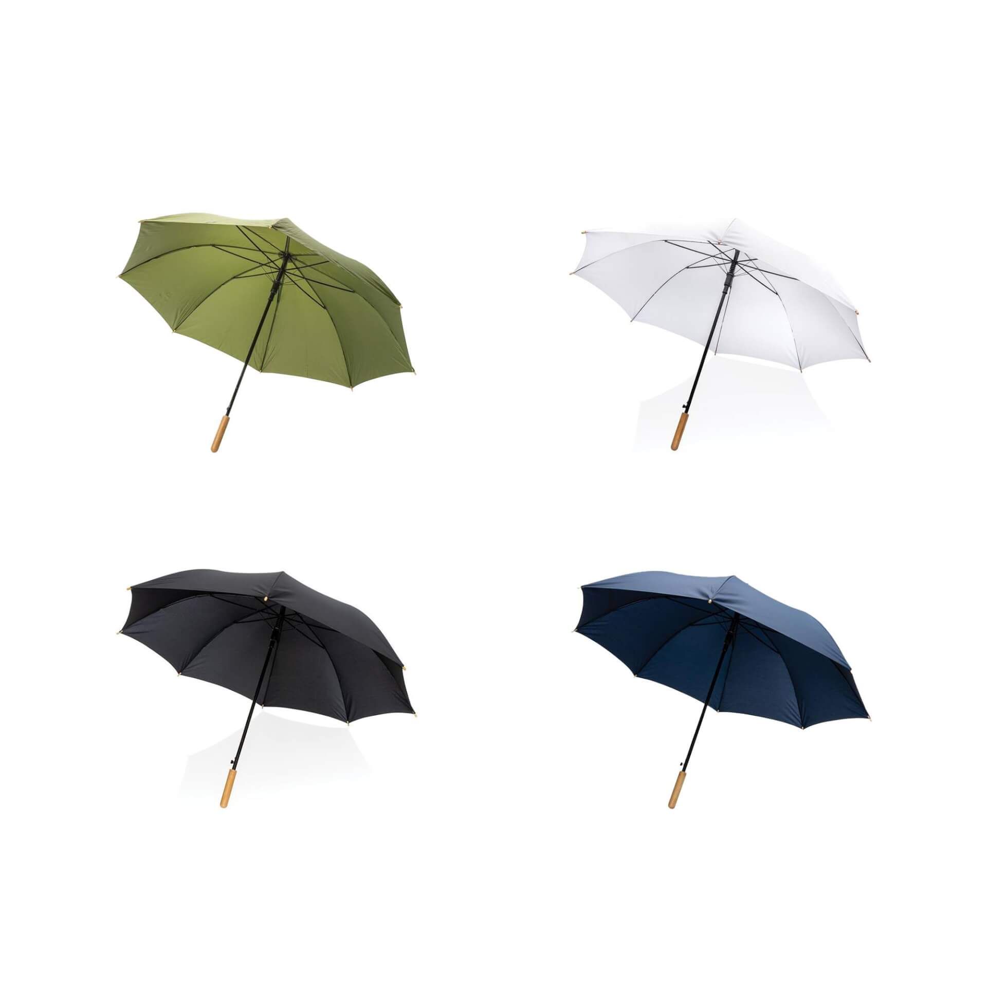 27 Impact AWARE RPET 190T auto open bamboo umbrella colour options