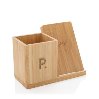 Bamboo 5W Wireless Charger with Pen Holder 1