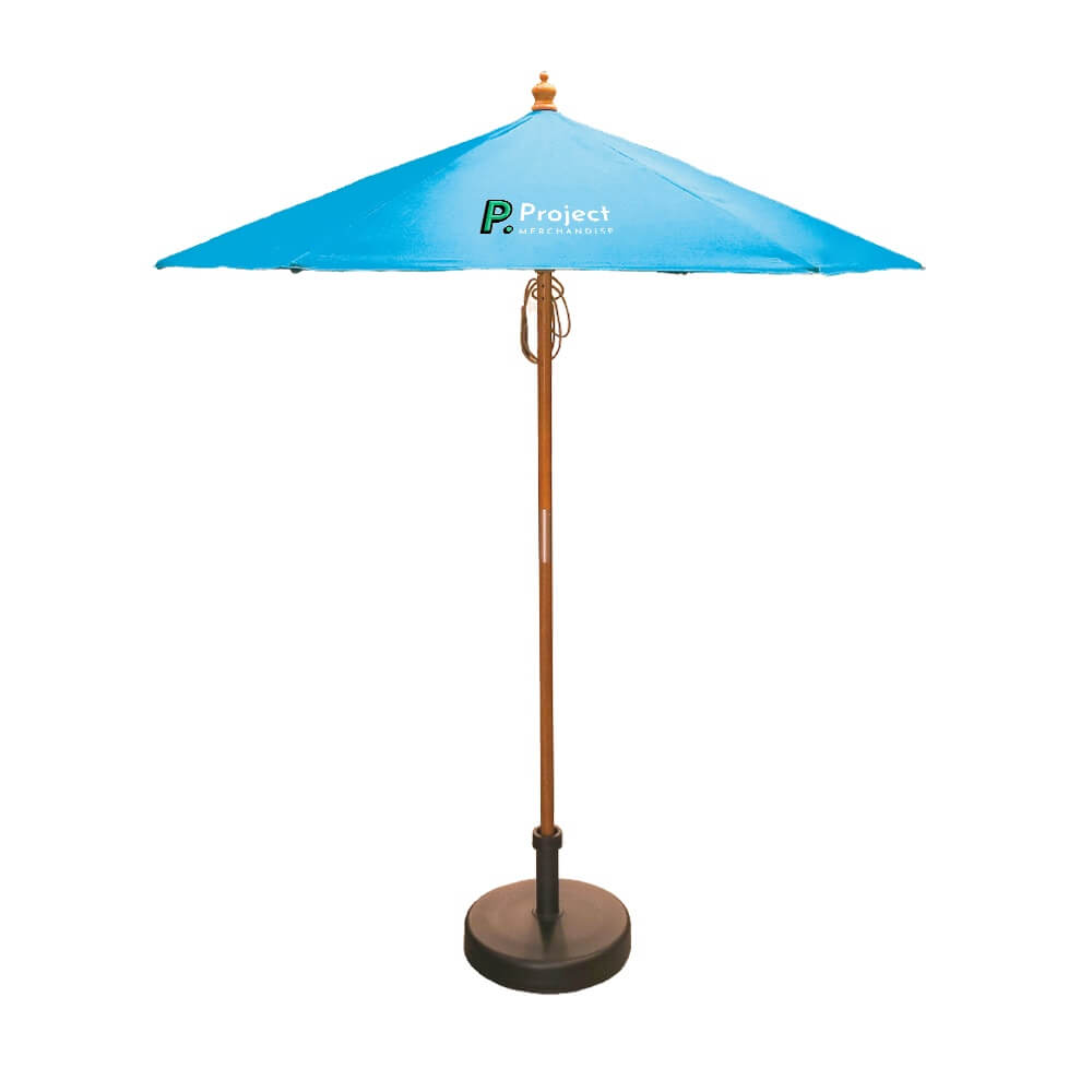 Round Wooden Parasol with Recycled Canopy (2.0m)