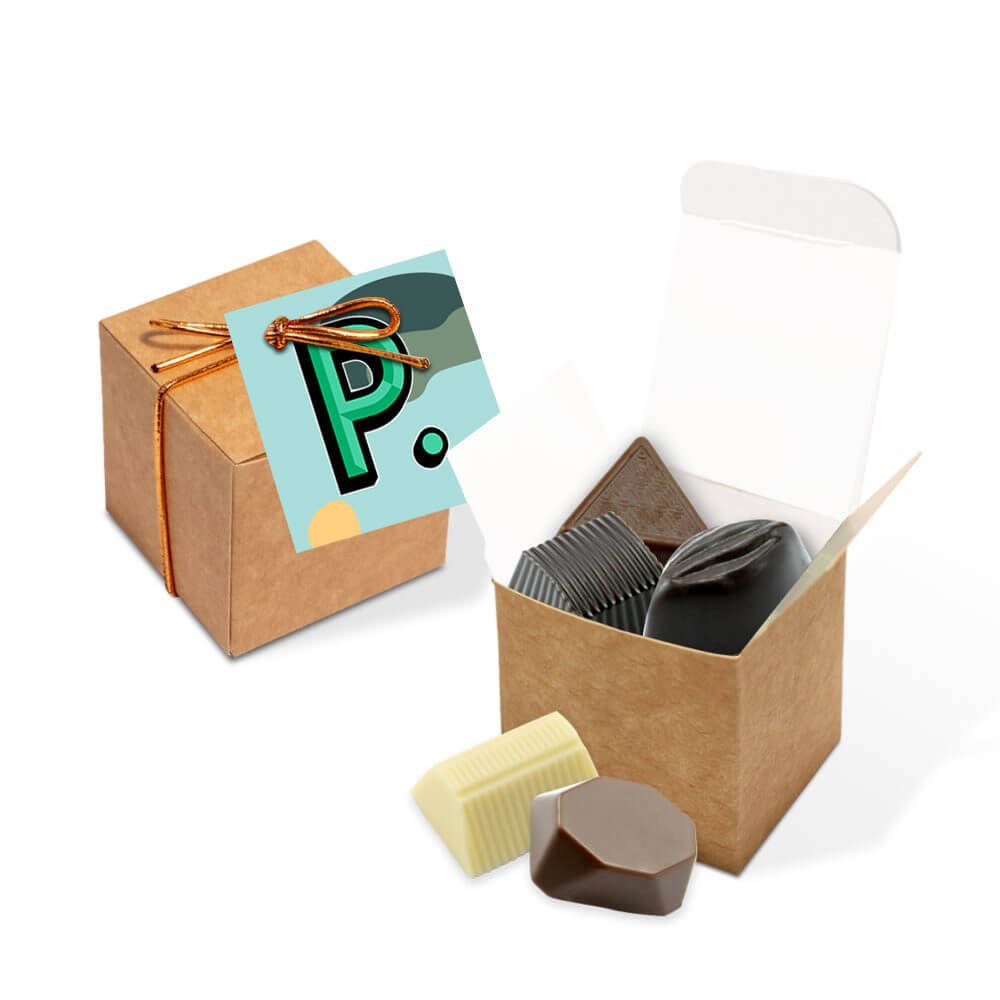 Cocoa Bean Truffles in Kraft Cube