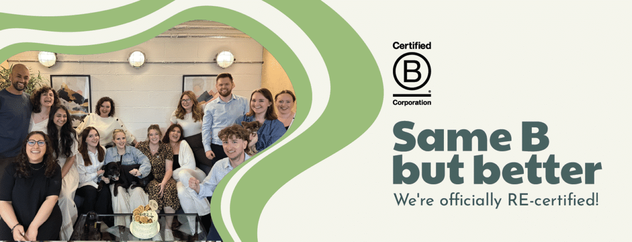 the-project-merchandise-team celebrating-recertifying-as-a-b-corp