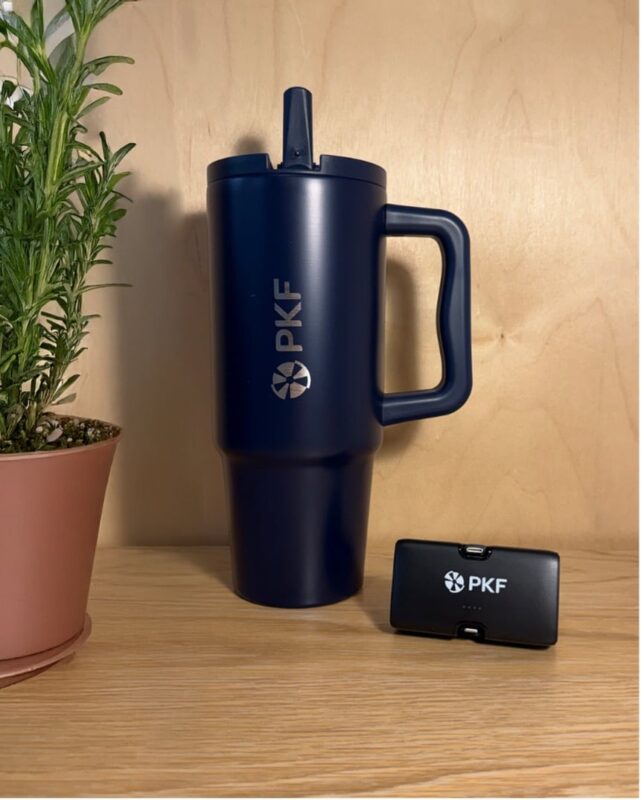 PKF International - Starting 2026 with Choice-Led Gifting 3 PKF Recycled Stainless Steel Embrace Leakproof Tumbler and Recycled Plastic Urban Vitamin Los Angeles Power Bank 1
