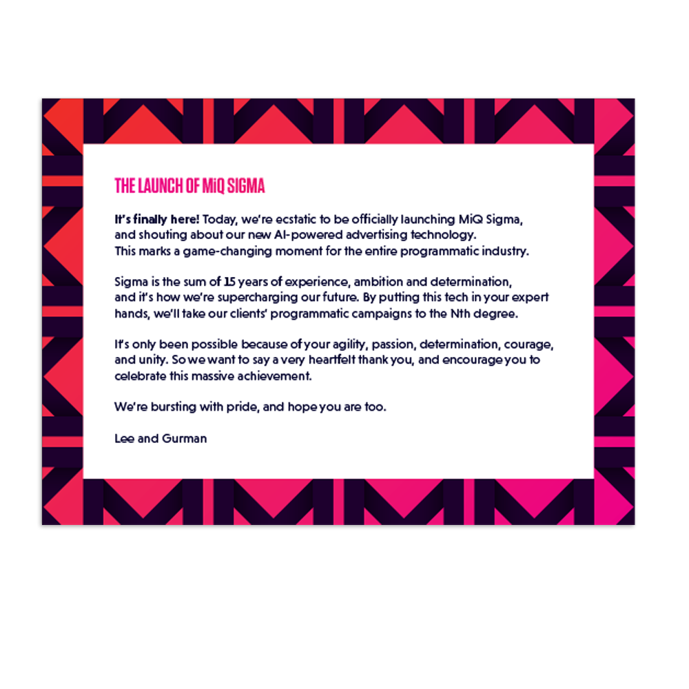 MIQ - Delivering a Global Internal Launch at Speed 2 MIQ Postcard back